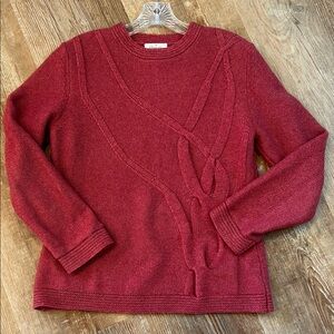 Wmns Faconnable 100% Cashmere Crewneck cable knit heavyweight sweater Size L